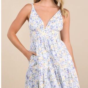 Lulus Brightly Blossoming light Blue Floral Midi Dress